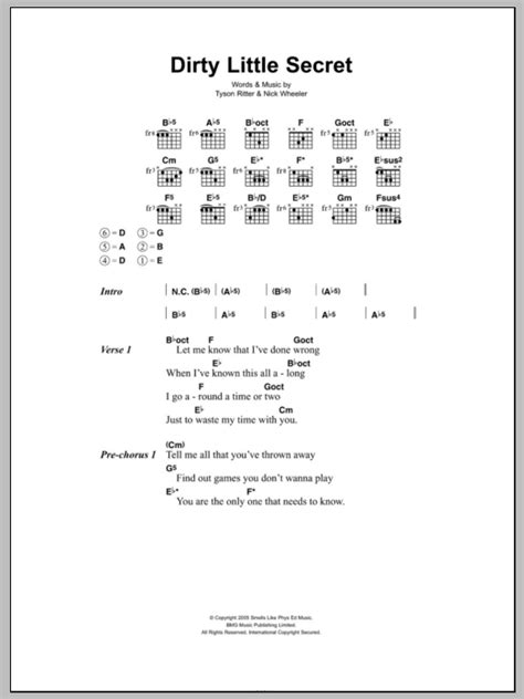 dirty little secret tabs|dirty little secret chords easy.